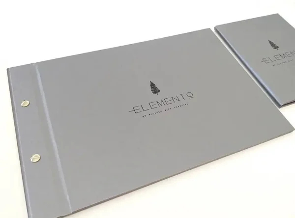 LEN19 Ementa em tela cinza metalico Ementa em tela cinza metálico